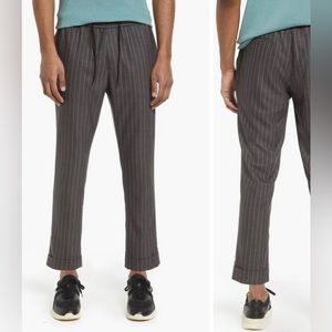 Men’s Open Edit Gray Charcoal Pinstripe Joggers Pants Size 2XL